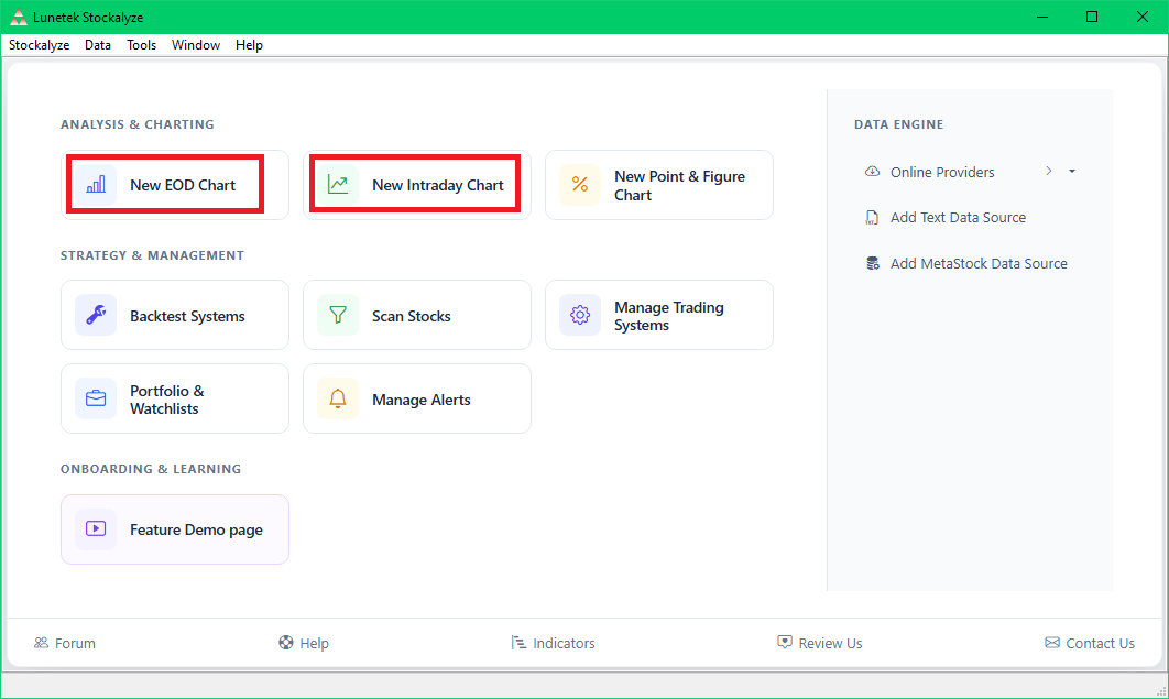 stock chart tool button
