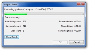 Yahoo! data download progress dialog